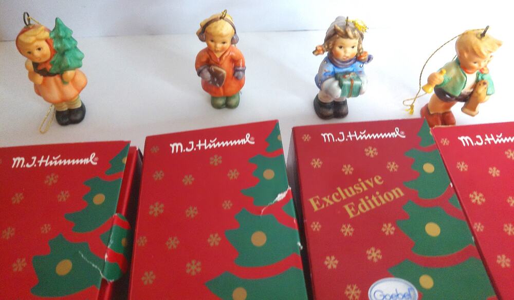 Vintage Goebel M J Hummel Christmas Ornaments #1493 #1209 #1679 #1215 Set Of 4